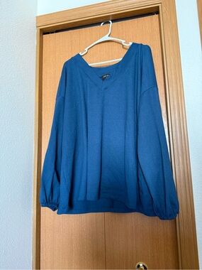 Lane Bryant Deep Teal V-Neck Long Sleeve Tunic